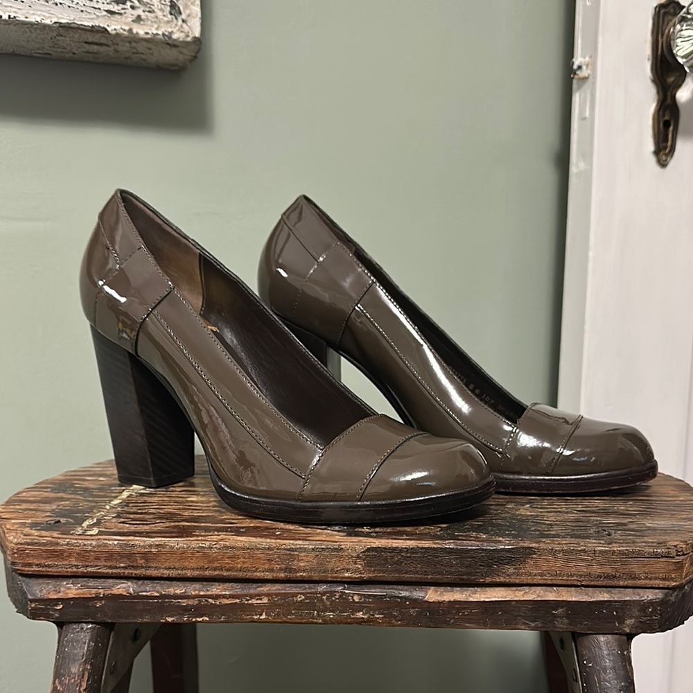Cole Haan Kendra Nike Air Sepia Brown Patent Leather Women's Heels